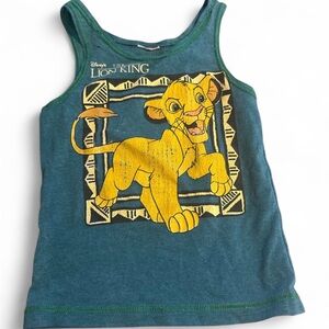 Vintage Disney The Lion King Simba Tank Top Kids Shirt Blue 90s Cartoon Green